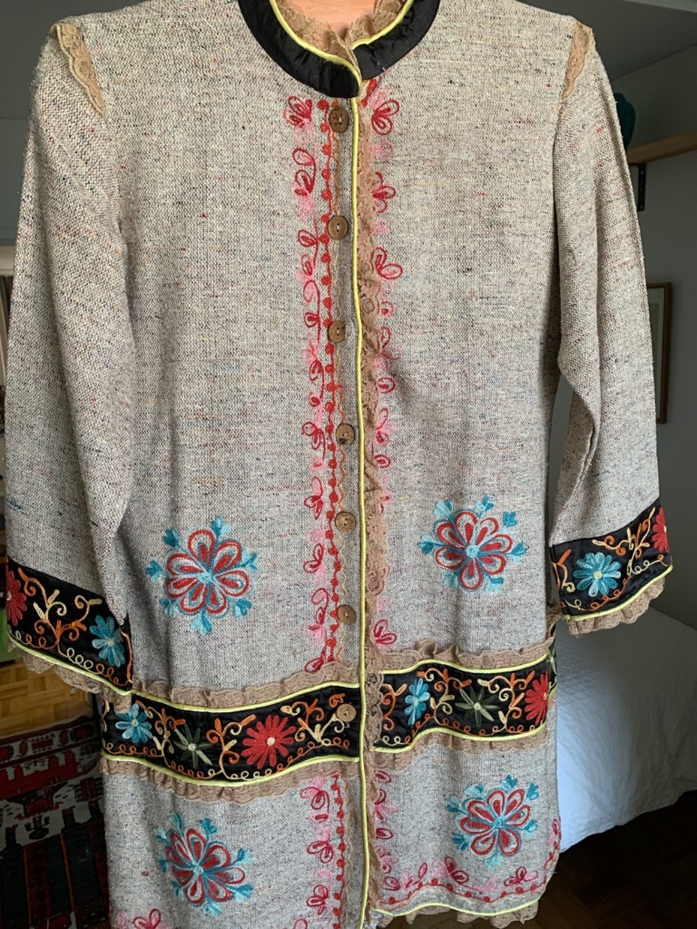 Magical AF Embroidered Jacket Lagenlook Whimsical Band Leader Style - Picture 6 of 6